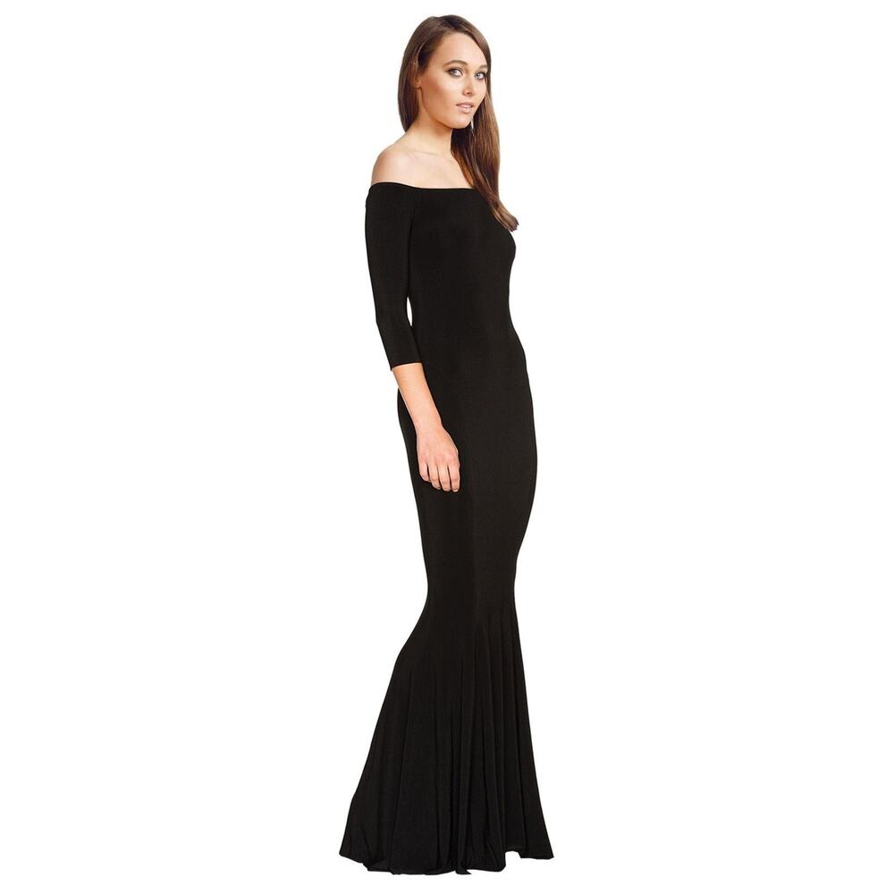 Norma Kamali Off Shoulder Fishtail Gown Maxi Black - S - Picture 5 of 6
